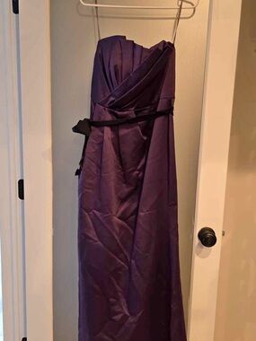 Vera Wang Strapless Purple Gown with Black Sash